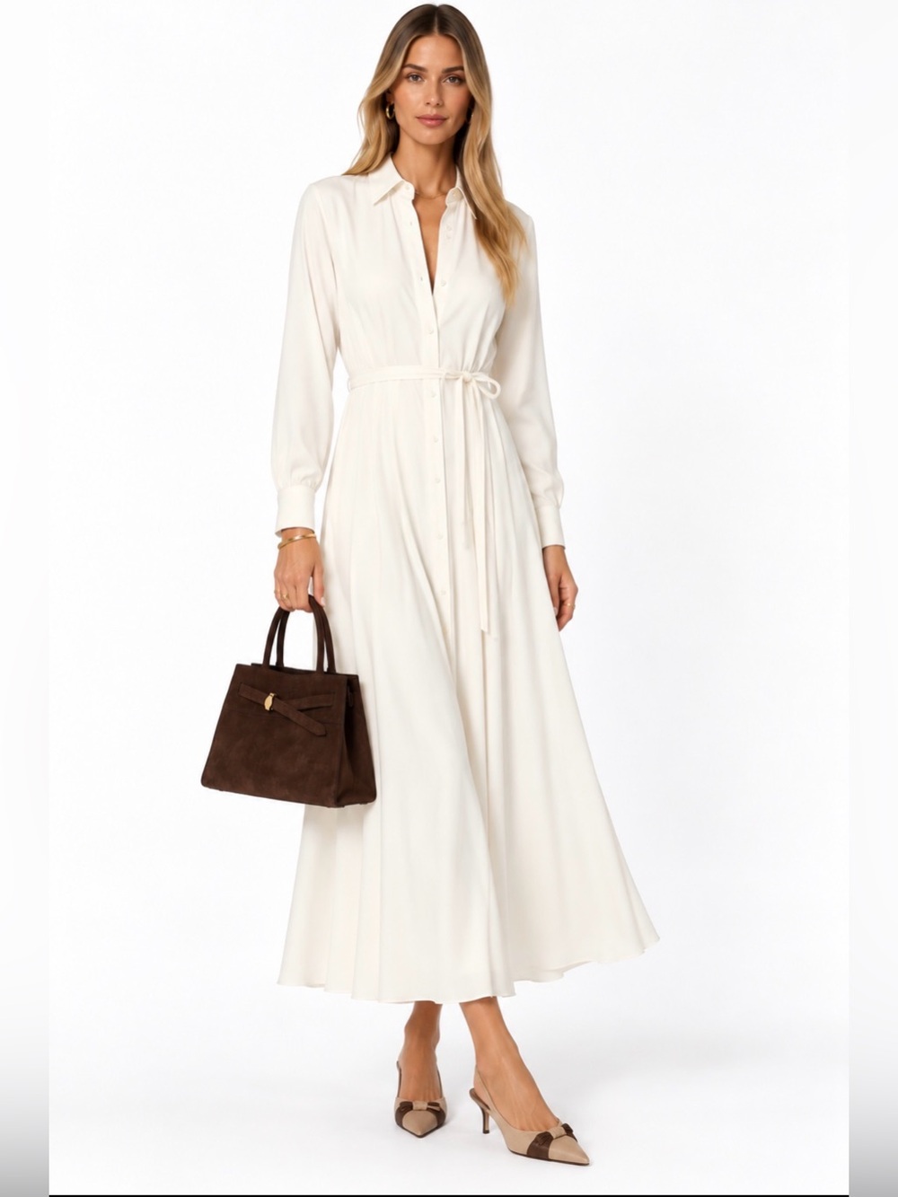 J.Crew Drapey pleated shirtdress in ivory